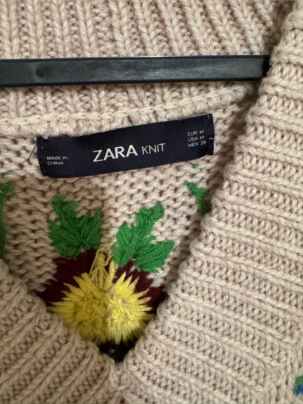 Zara Multi-Colored 3D Floral Embroidered Knit Sweater - Picture 6 of 9